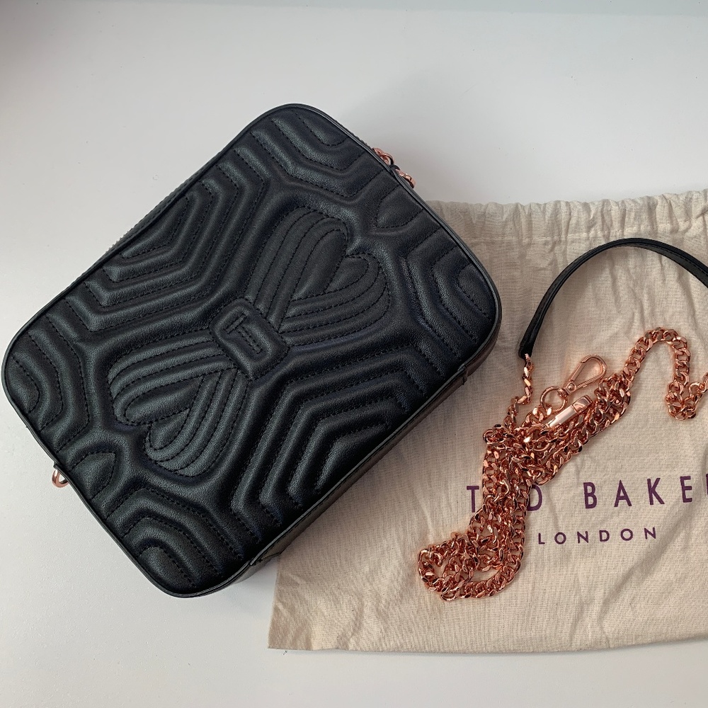 Ted Baker Black Quilted Bow Camera Xbody Bag - New